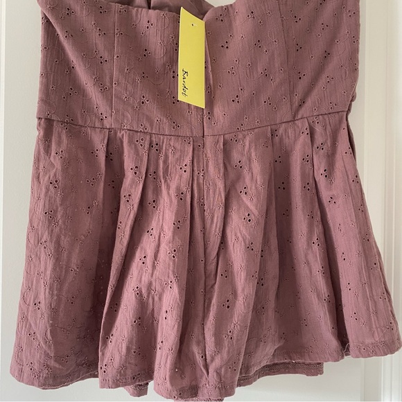 🆕 Bardot Eyelet Floral Flared Peplum Strapless Bustier Corset Tank Top - Picture 2 of 3